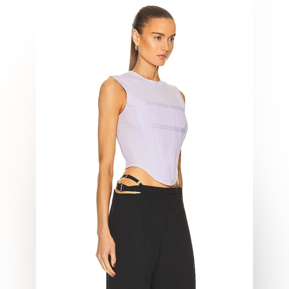 16. NWOT DION LEE JERSEY RIB CORSET TANK IN AMYTHEST - Picture 2 of 8